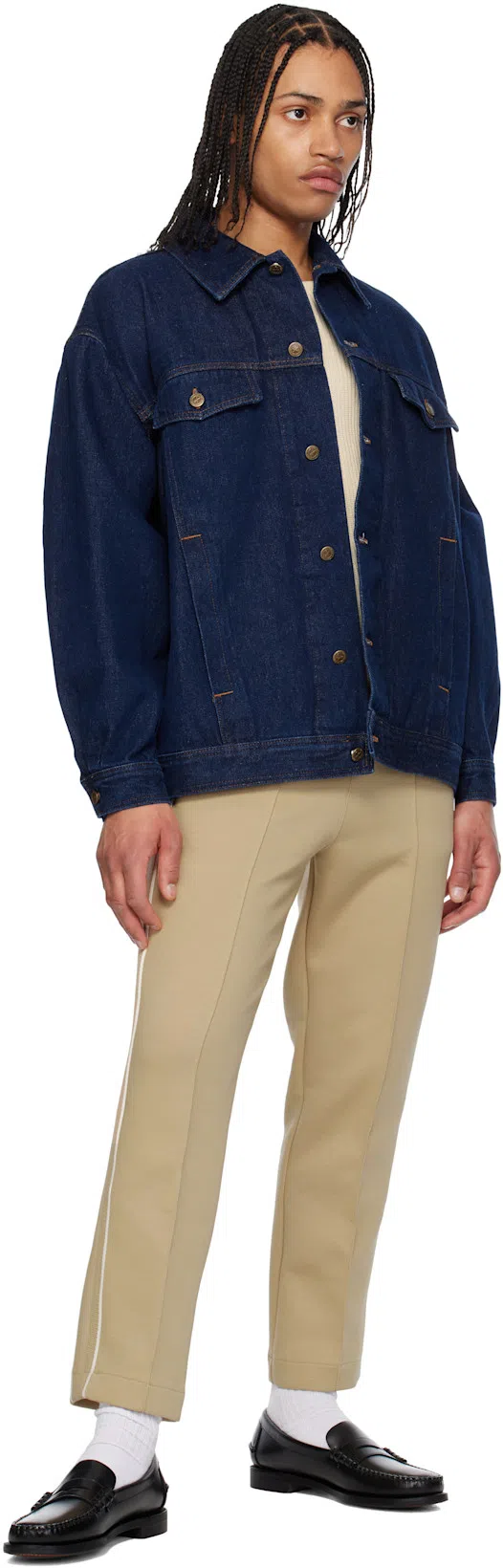 APC Cropped Denim Jacket With Classic Collar In White