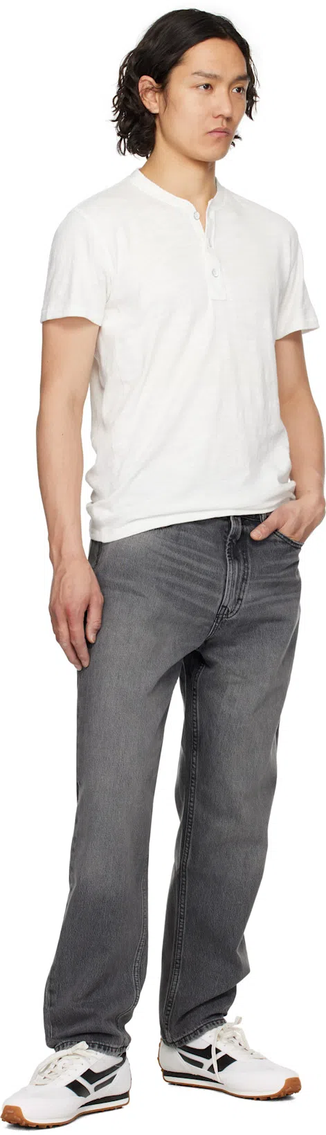 RAG & BONE White Cotton Classic Short Sleeve Henley