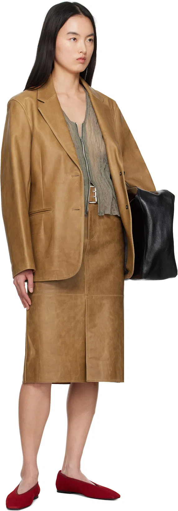 TOTÊME Toteme Minimalist Suede Ballet Flats In Red