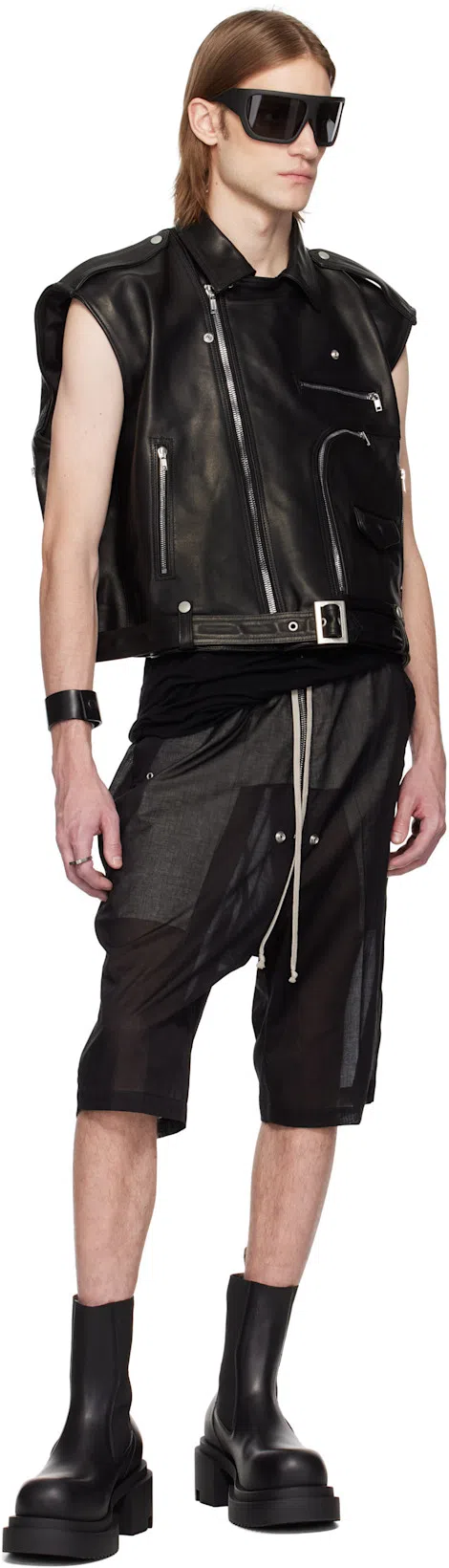 RICK OWENS Chunky Sole Ankle Boots With Elastic Panels In Black