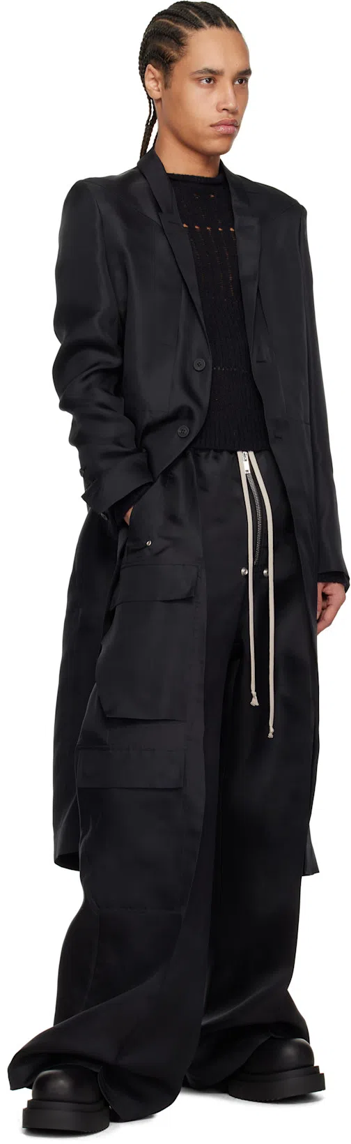 RICK OWENS Chunky Sole Ankle Boots With Elastic Panels In Black