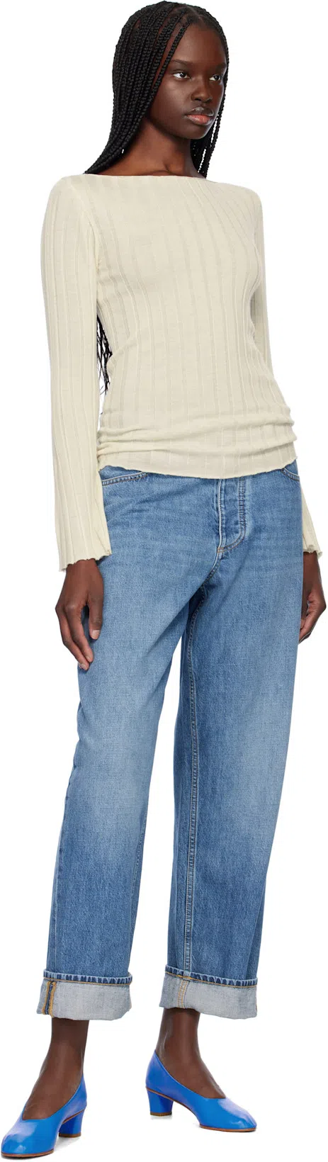 BOTTEGA VENETA Blue Vintage Medium Indigo Turned Up Denim Jeans In 4715 Mid Blue