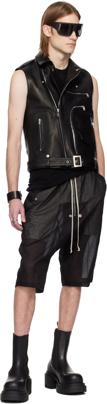 RICK OWENS Chunky Sole Ankle Boots With Elastic Panels In Black