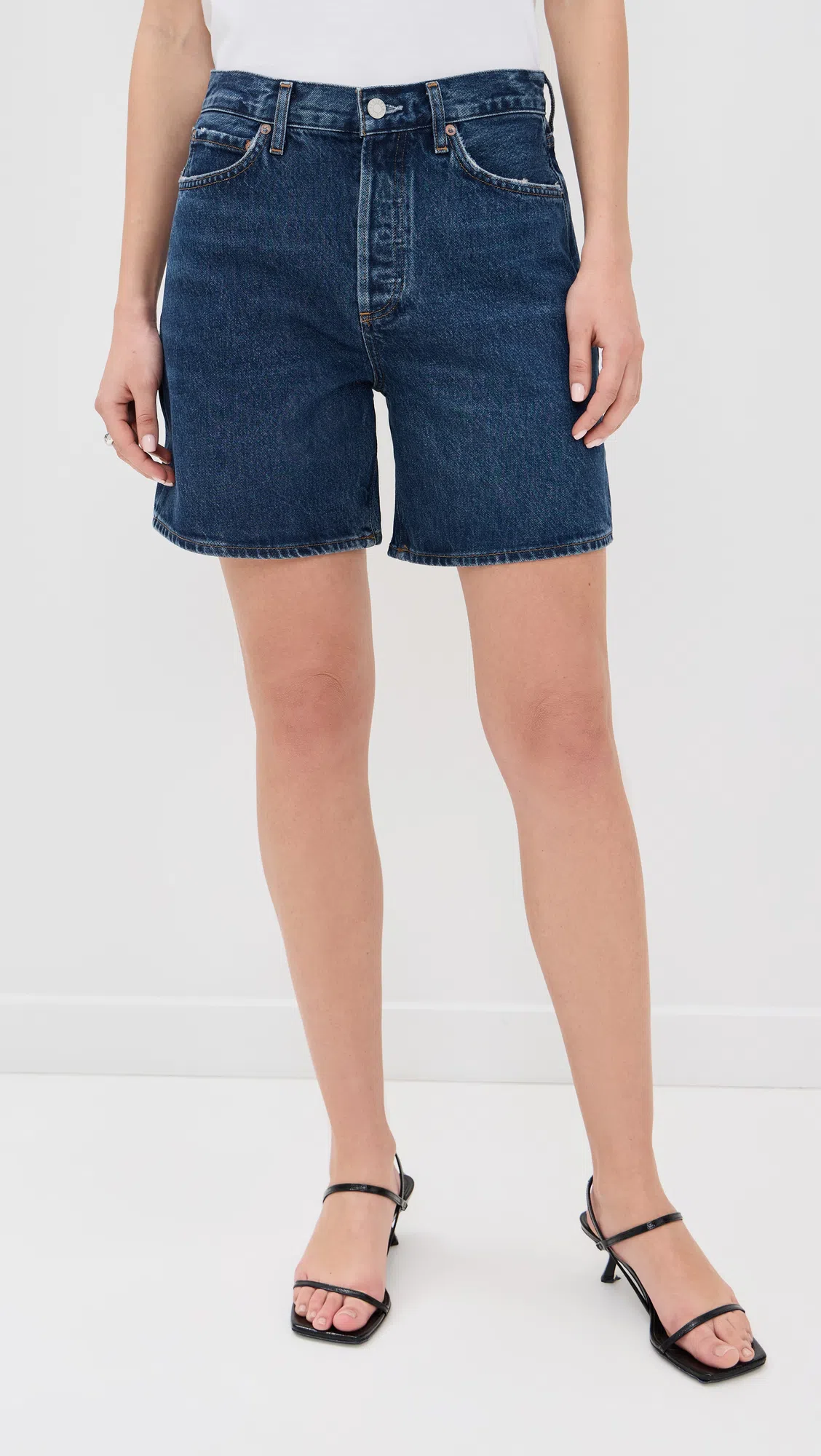 AGOLDE Dame High Waist Mid Length Relaxed Denim Shorts In Enamour