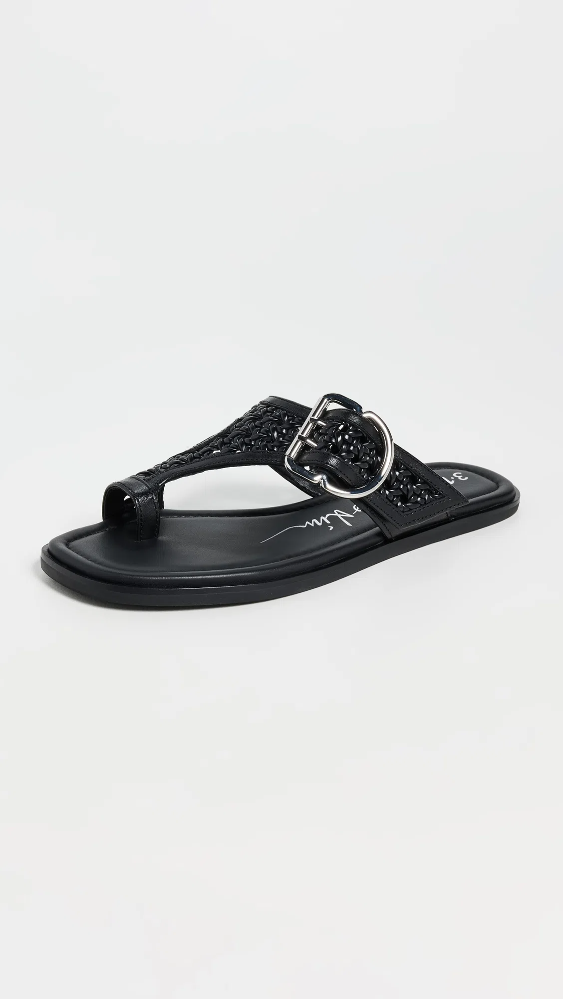 3.1 PHILLIP LIM Leather Macrame Z-strap Slide Sandals In Black