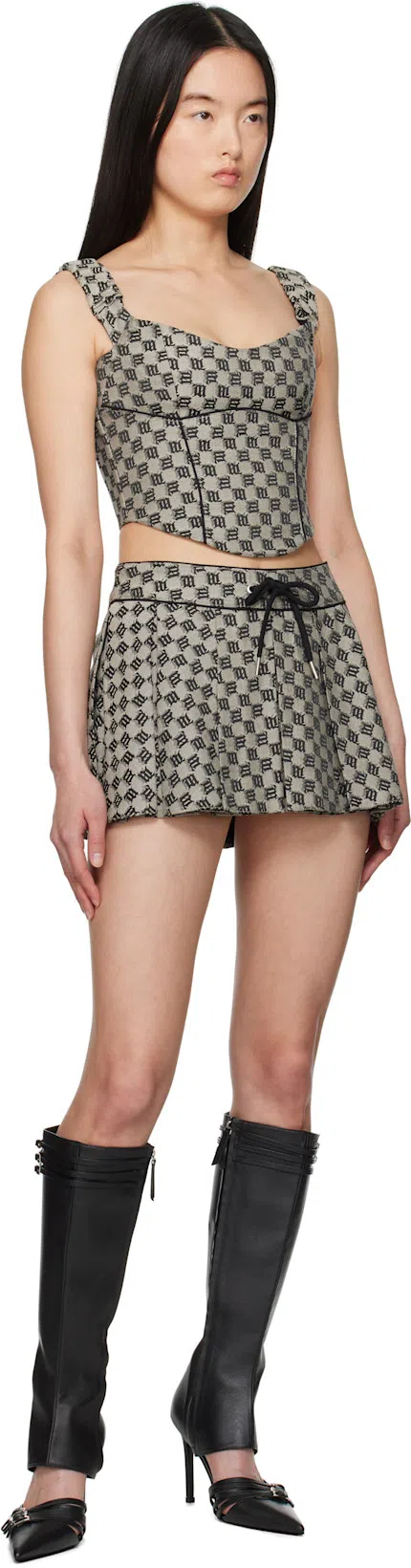 MISBHV Gray Monogram Canvas Corset Top In Mlc