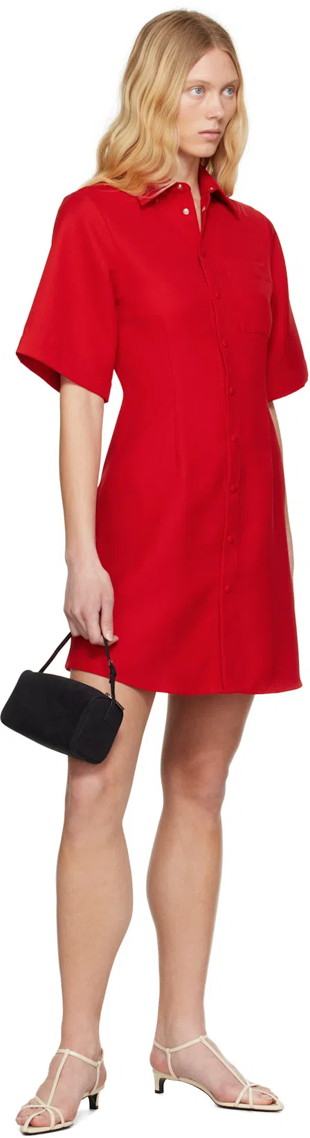 AMI ALEXANDRE MATTIUSSI Ami Paris Short-sleeved Shirtdress In Coquelicot