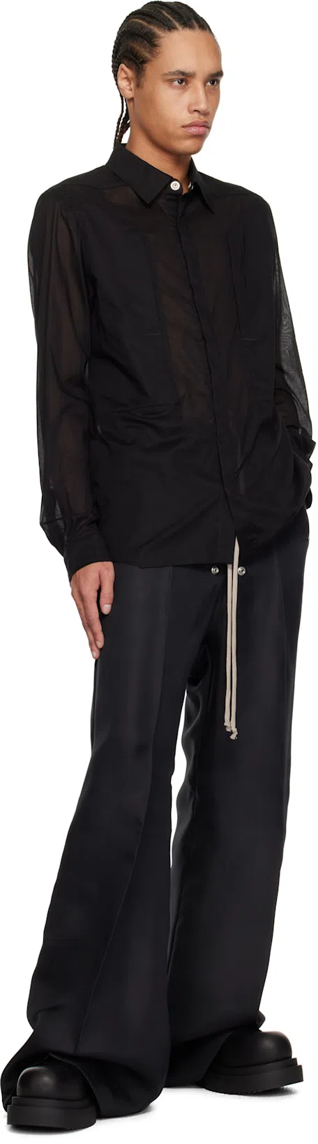 RICK OWENS Chunky Sole Ankle Boots With Elastic Panels In Black