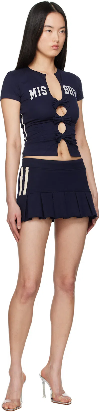 MISBHV Navy Varsity Pleated Miniskirt