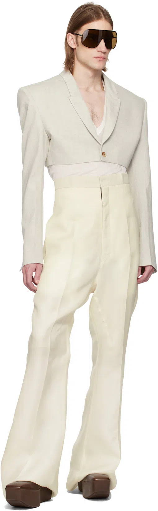 RICK OWENS Brown Hollywoode Sliver Platform Beatles Chelsea Boots In 14 Mahogany