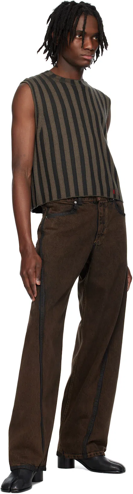 MAISON MARGIELA Brown Leather Tabi Ankle Boots