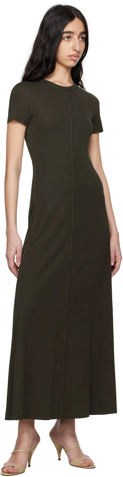 TOTÊME Black Fluid Jersey Long Dress In Brown