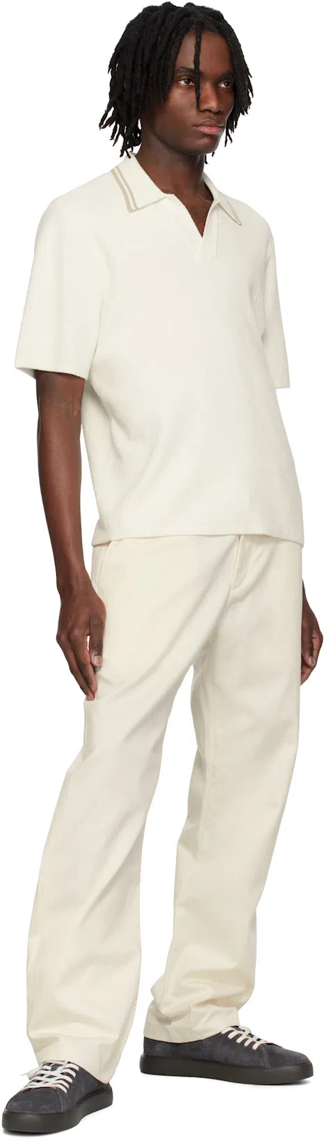 RAG & BONE Off-white Haydon Straight Fit Cotton Chino Trousers In Sand