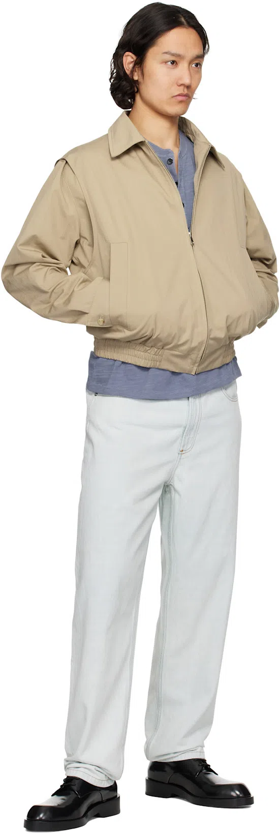 RAG & BONE Blue Classic Flame Henley In Seagrey