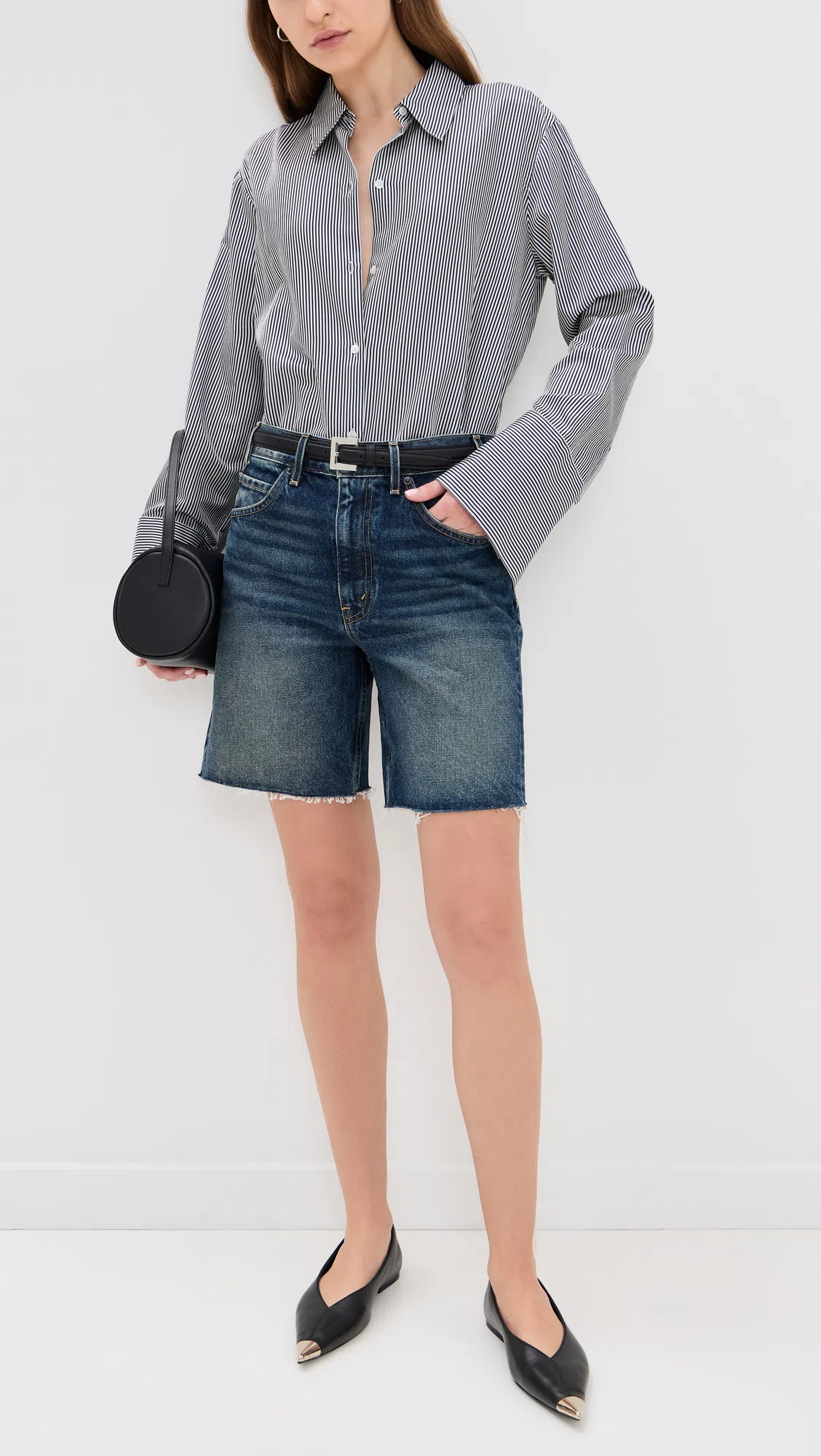 NILI LOTAN Russel Low-rise Denim Shorts In Simon Wash
