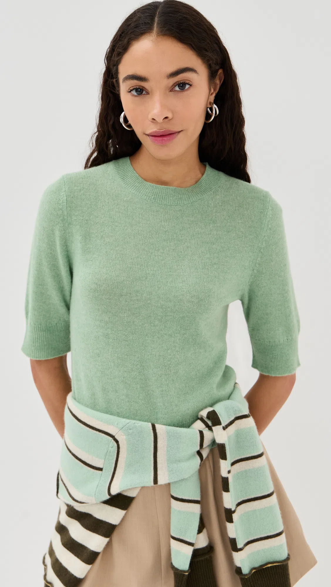 LE KASHA Chypre Cropped Organic Cashmere Sweater In Mint