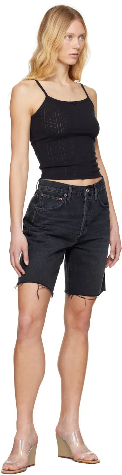 AGOLDE Riley High Rise Slim Leg Shorts In Vortex In Multi