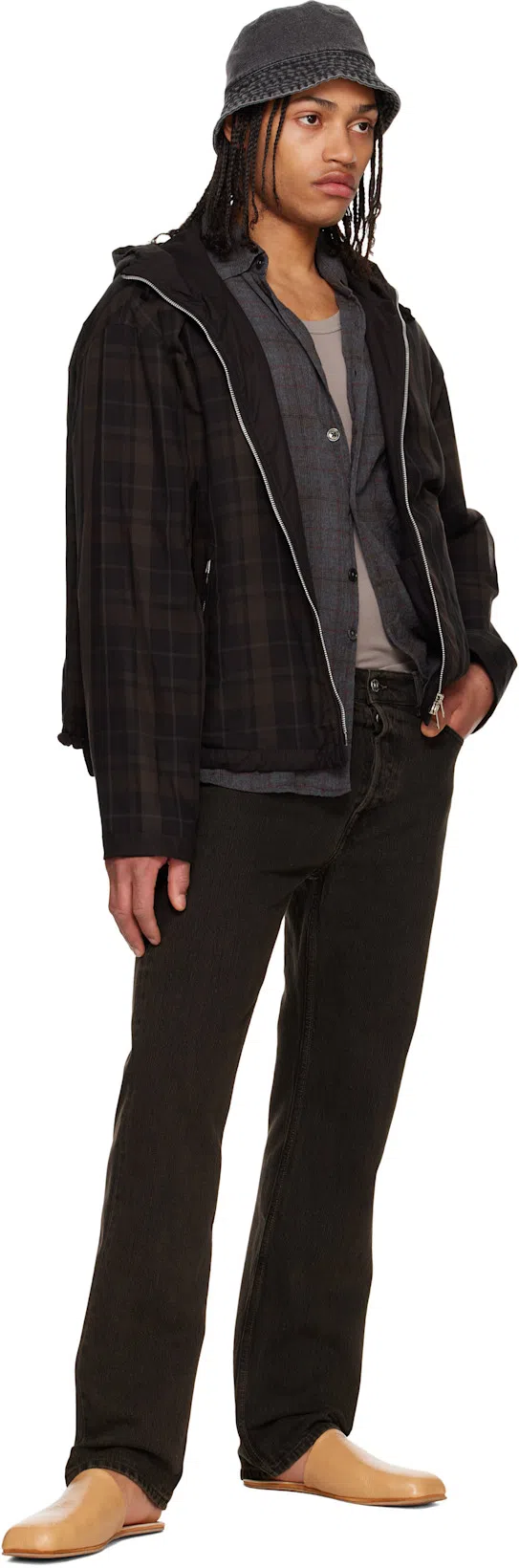 OUR LEGACY Above Plaid Cotton Blend Shirt In Black