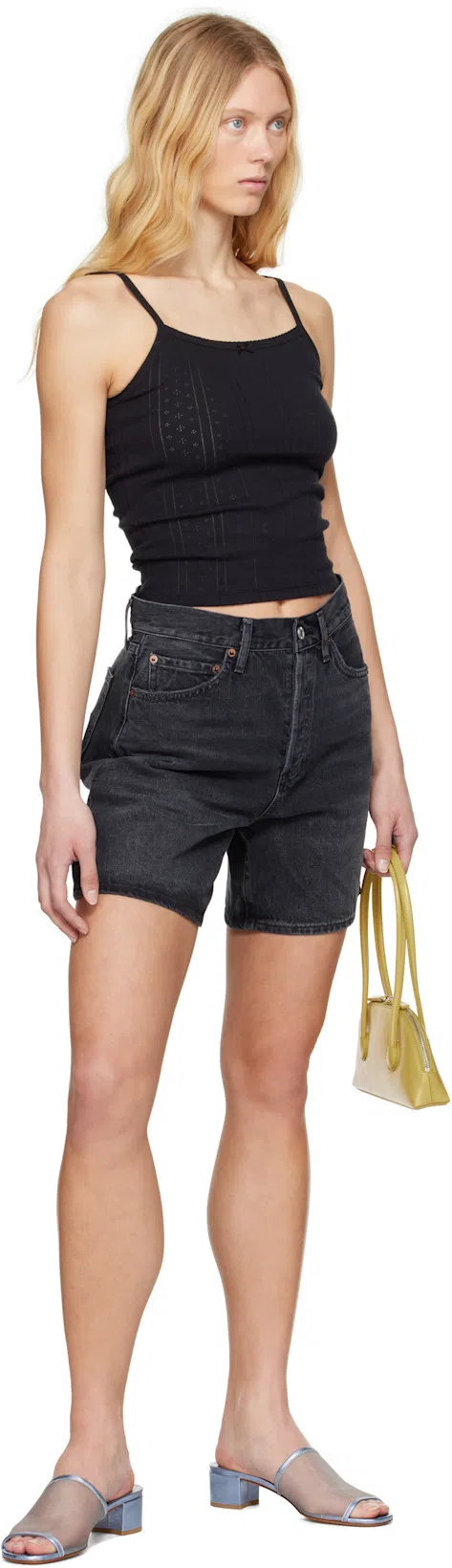 AGOLDE Dame High Waist Mid Length Relaxed Denim Shorts In Brown