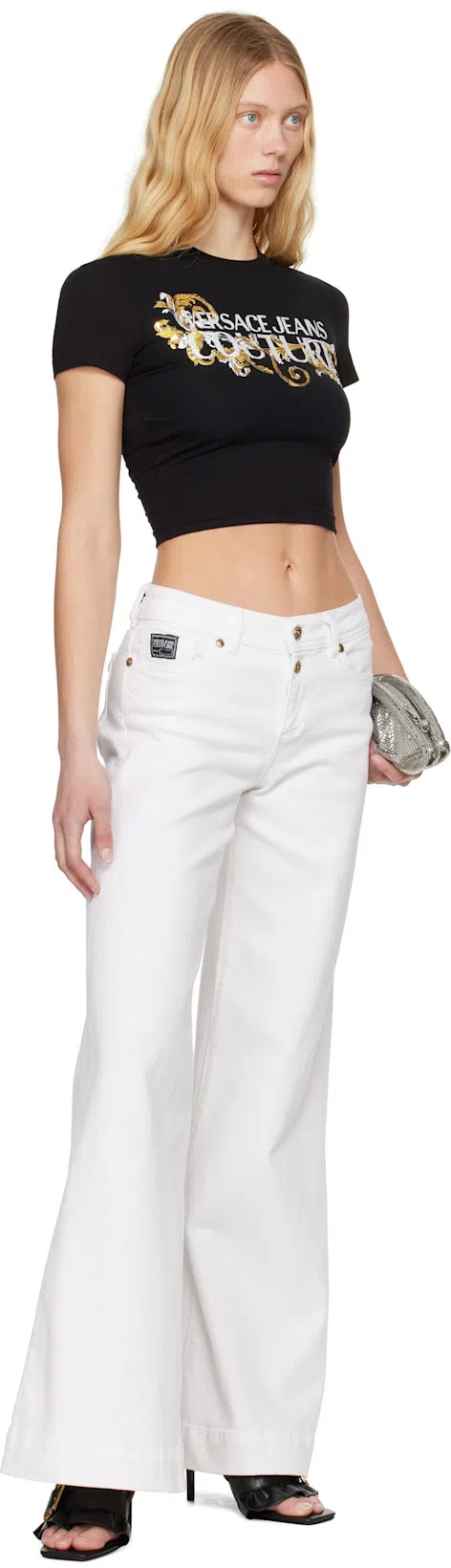 RABANNE Studded Mesh Zip Pochette Clutch Bag In Silver