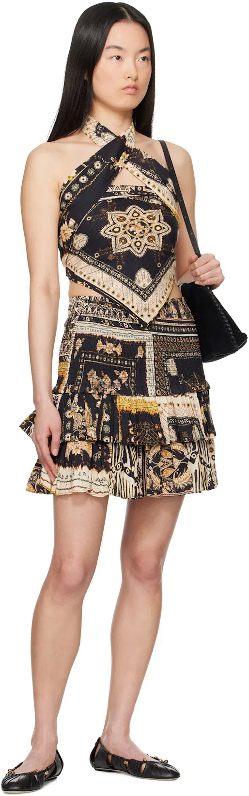 ISABEL MARANT ÉTOILE Feyza Convertible Mixed Print Cotton Halter Top In Multi