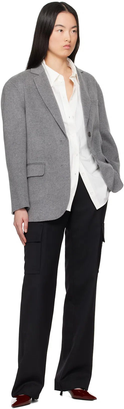ANINE BING Wool And Cashmere Jacket With Flap Pockets In Gray