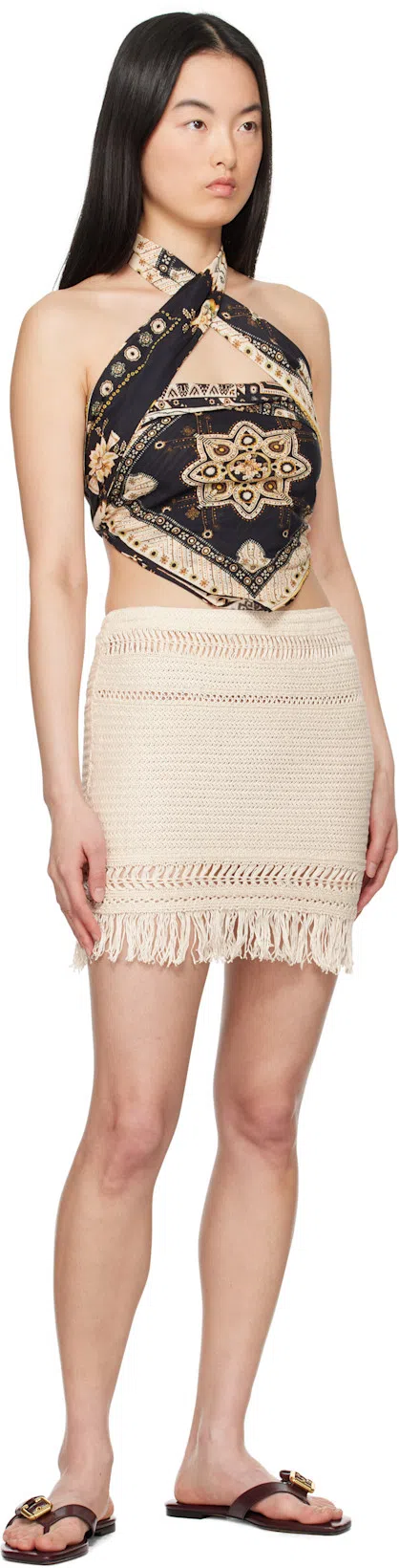 ISABEL MARANT ÉTOILE Feyza Convertible Mixed Print Cotton Halter Top In Multi