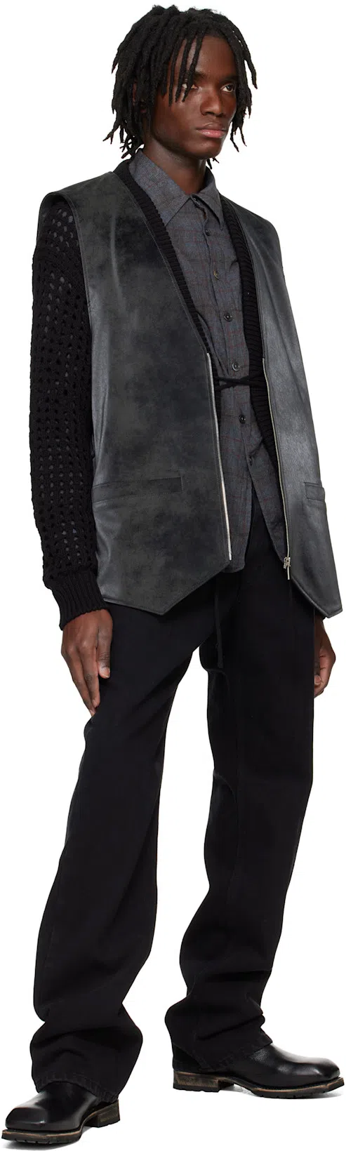 OUR LEGACY Above Plaid Cotton Blend Shirt In Black