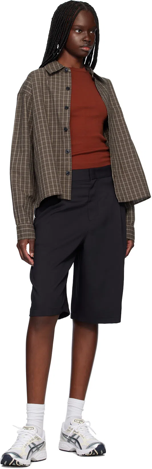 MFPEN Brown Priority Shirt In Brown Linen Check