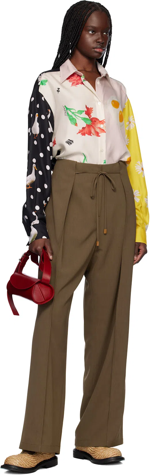 MOSCHINO Oversized Mixed Print French Collar Long Sleeves In Multicolor