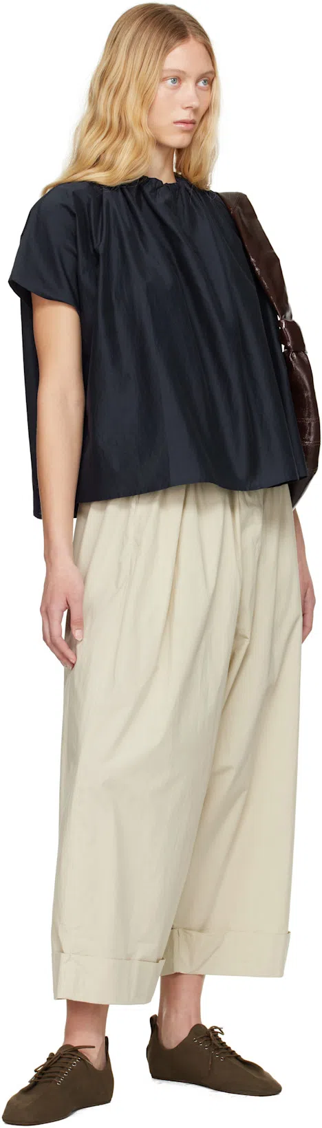 TOOGOOD Navy 'the Poet' Top In Cotton Silk Ink