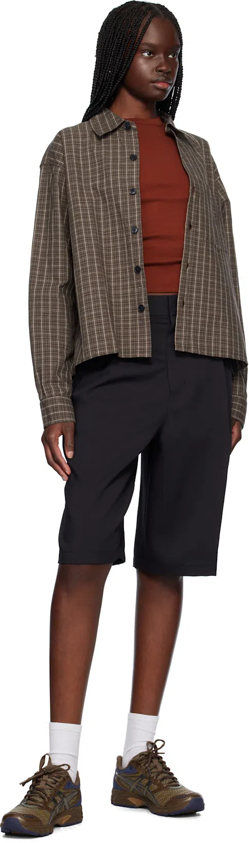 MFPEN Brown Priority Shirt In Brown Linen Check