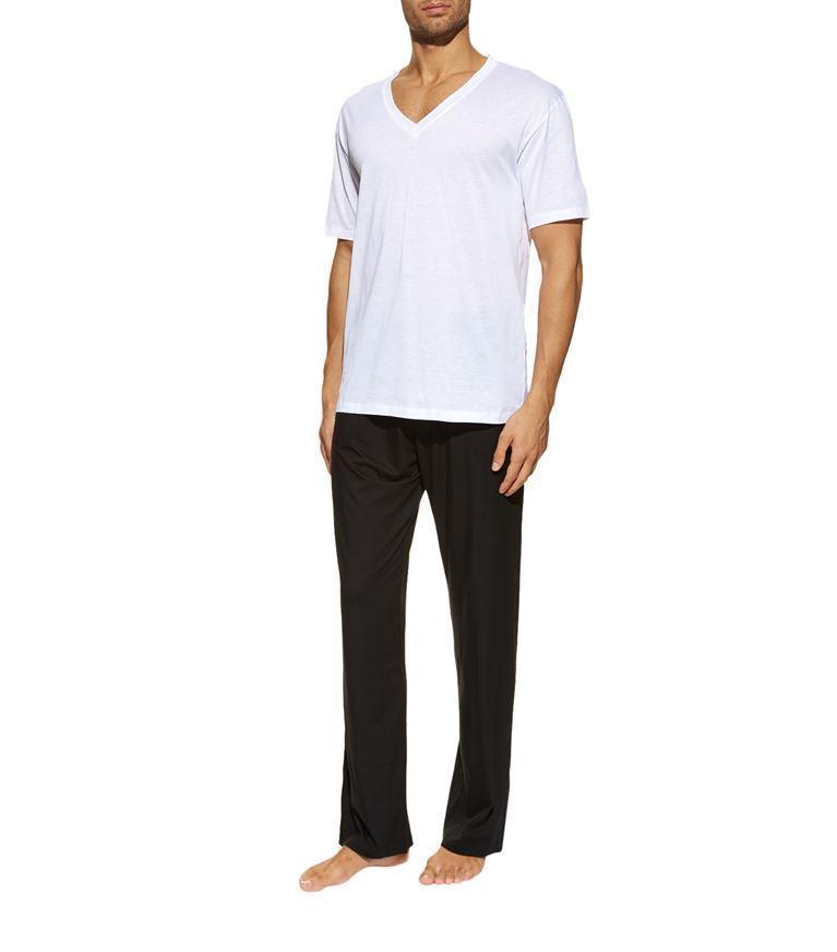 HANRO Cotton Sporty V-neck Cotton T-shirt In White