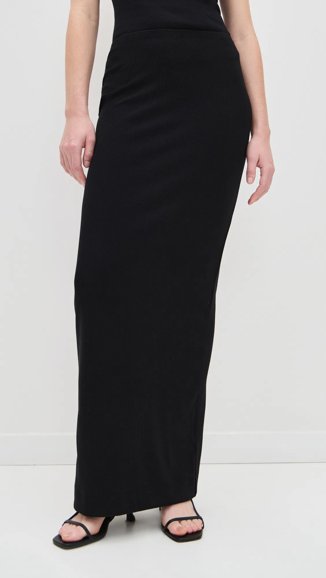 ÉTERNE Ribbed Fitted Racerback Tank Top In Black