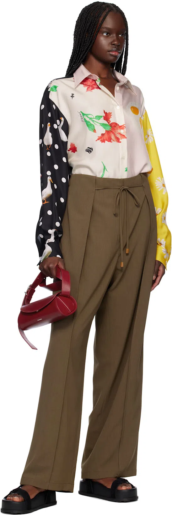 MOSCHINO Oversized Mixed Print French Collar Long Sleeves In Multicolor