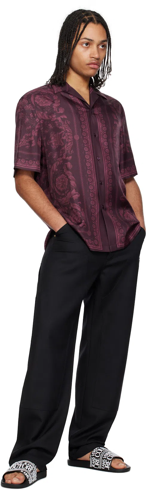 VERSACE Medusa Head-embellished Mid-rise Slim-fit Jeans In Black