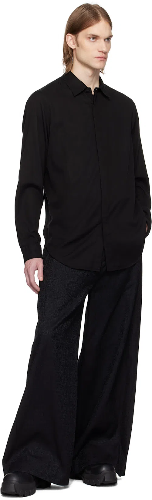 RICK OWENS Mens Black Bozo Tractor Platform Leather Oxford Shoes