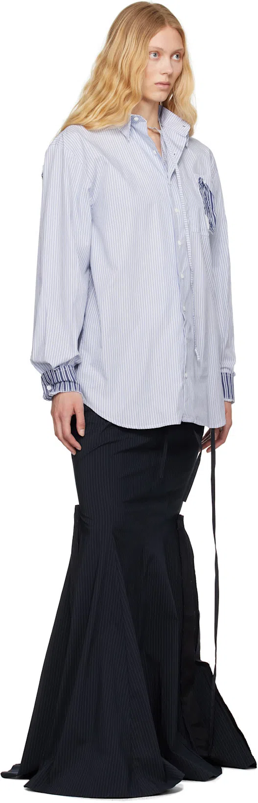 OTTOLINGER Black Mermaid Maxi Skirt In Black Pinstripe