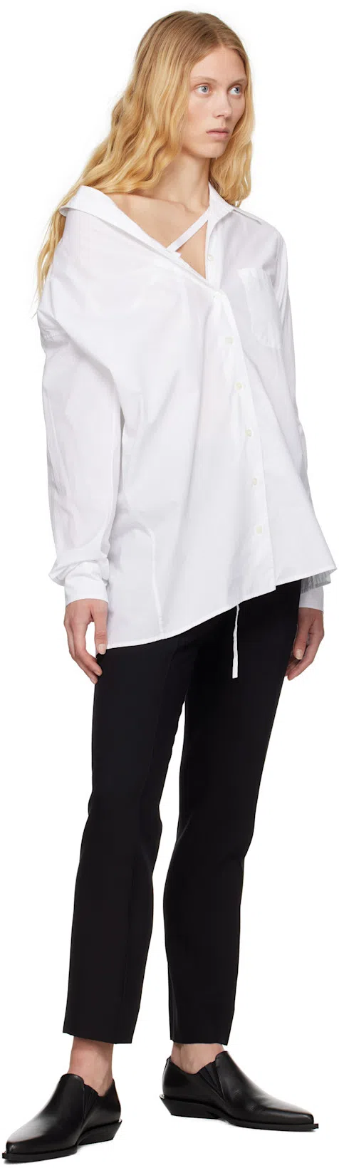 ANN DEMEULEMEESTER White Daria Drop Shoulder Shirt In 001 White