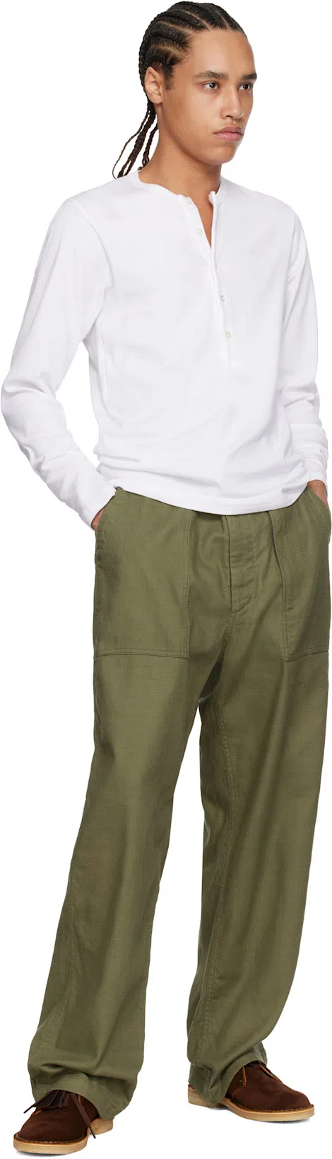 TOM FORD White Stretch-cotton Round-neck Henley T-shirt