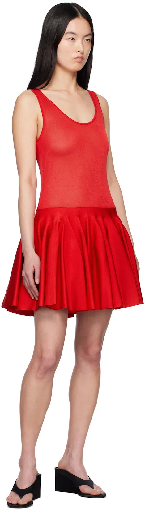 ALAÏA Womens Black Thong-strap 75 Wedge-heel Leather Mules