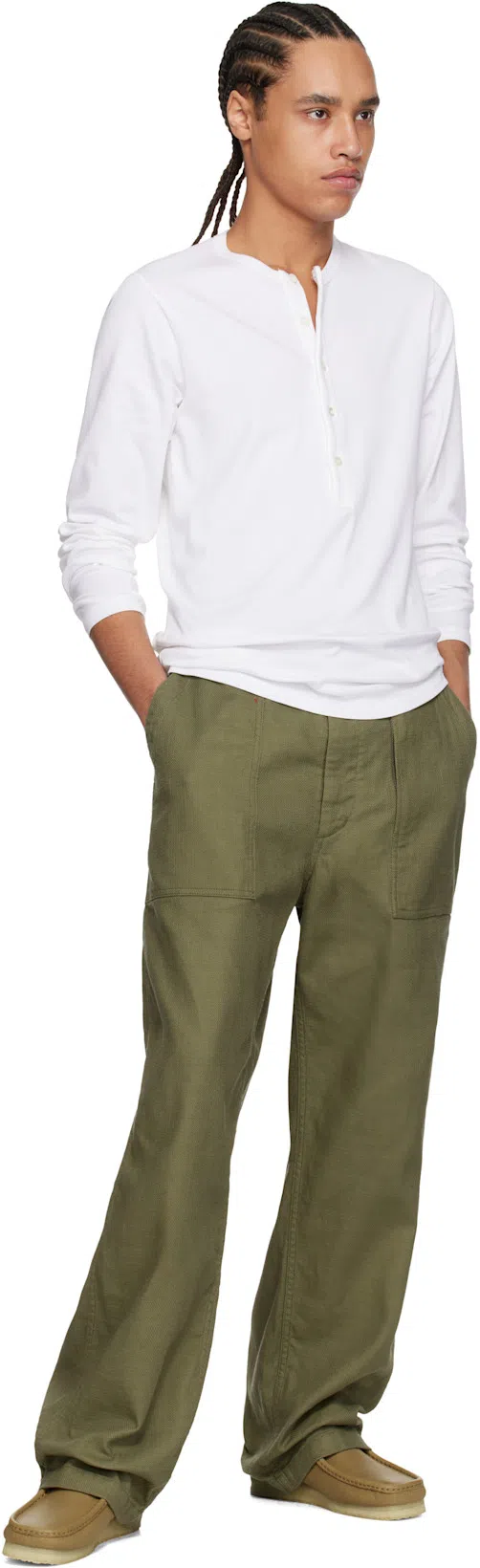 TOM FORD White Stretch-cotton Round-neck Henley T-shirt