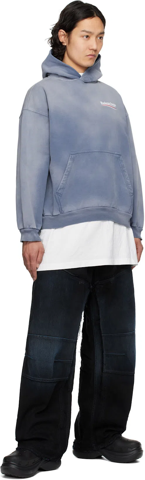 BALENCIAGA Men Blue Five Pocket Jeans With Faded Effect In Denim Man