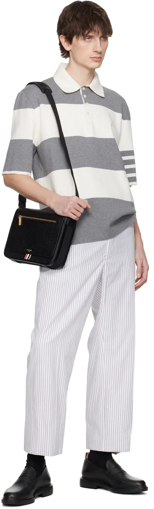 THOM BROWNE Grained Leather Penny Loafers In Black