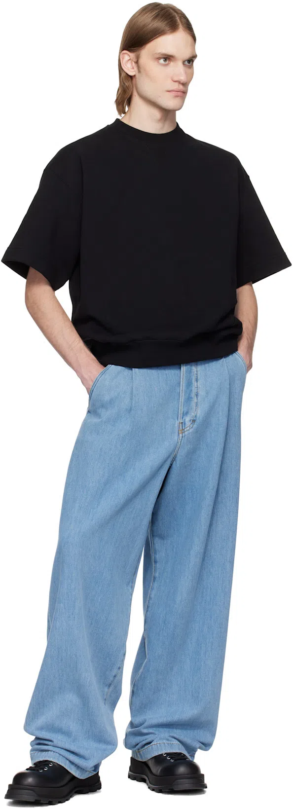 JIL SANDER Man Ankle Boots Black Size 8 Leather