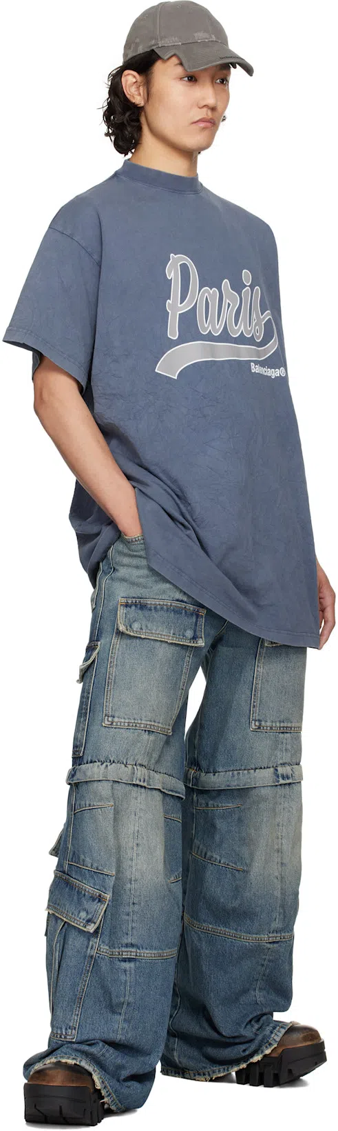 BALENCIAGA Black Leather Bulldozer Harness Ankle Boots