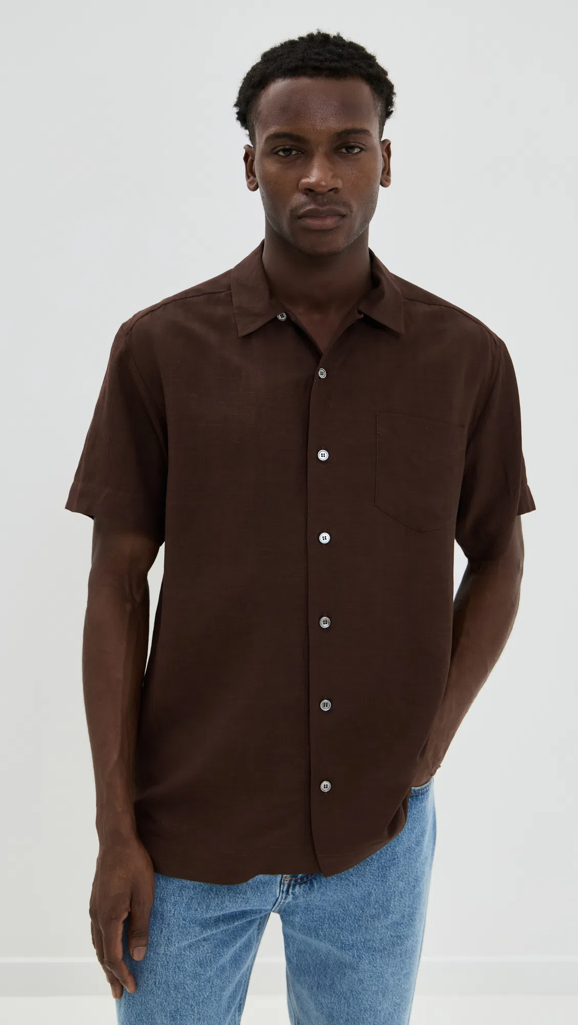 APC A.p.c. Mens Brown Roy Linen-blend Shirt In Caa Brown