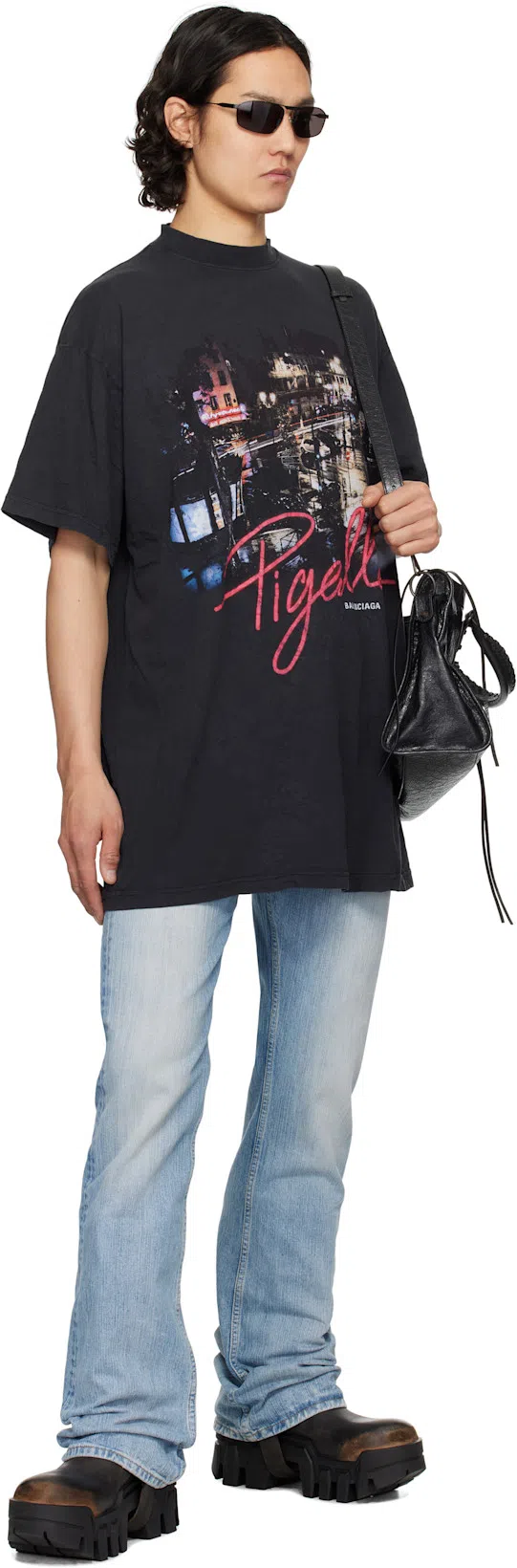 BALENCIAGA Black Leather Bulldozer Harness Ankle Boots