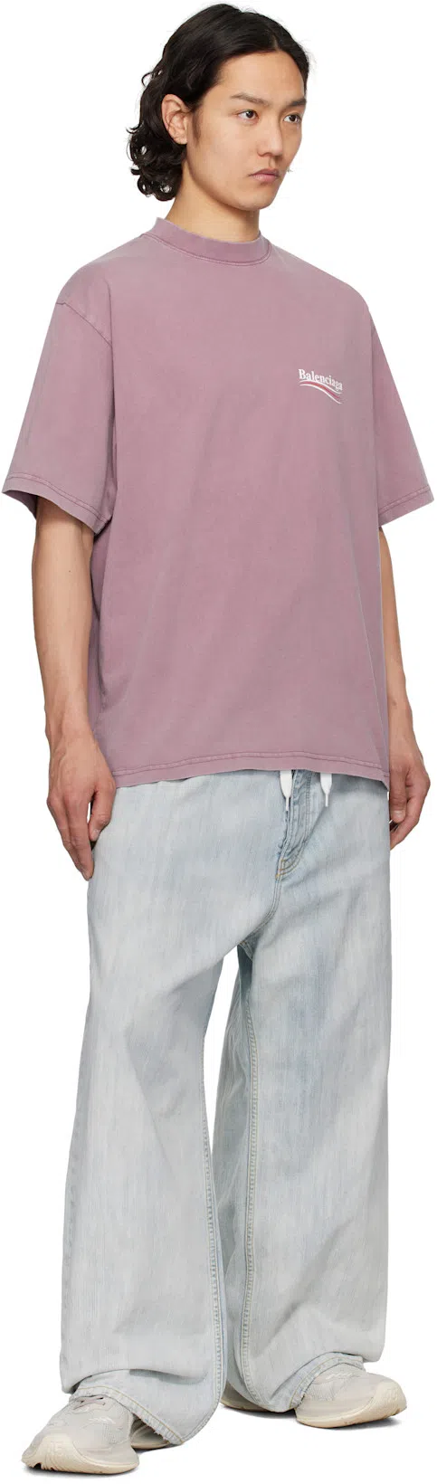 BALENCIAGA Blue Bleached Ring Baggy Jeans