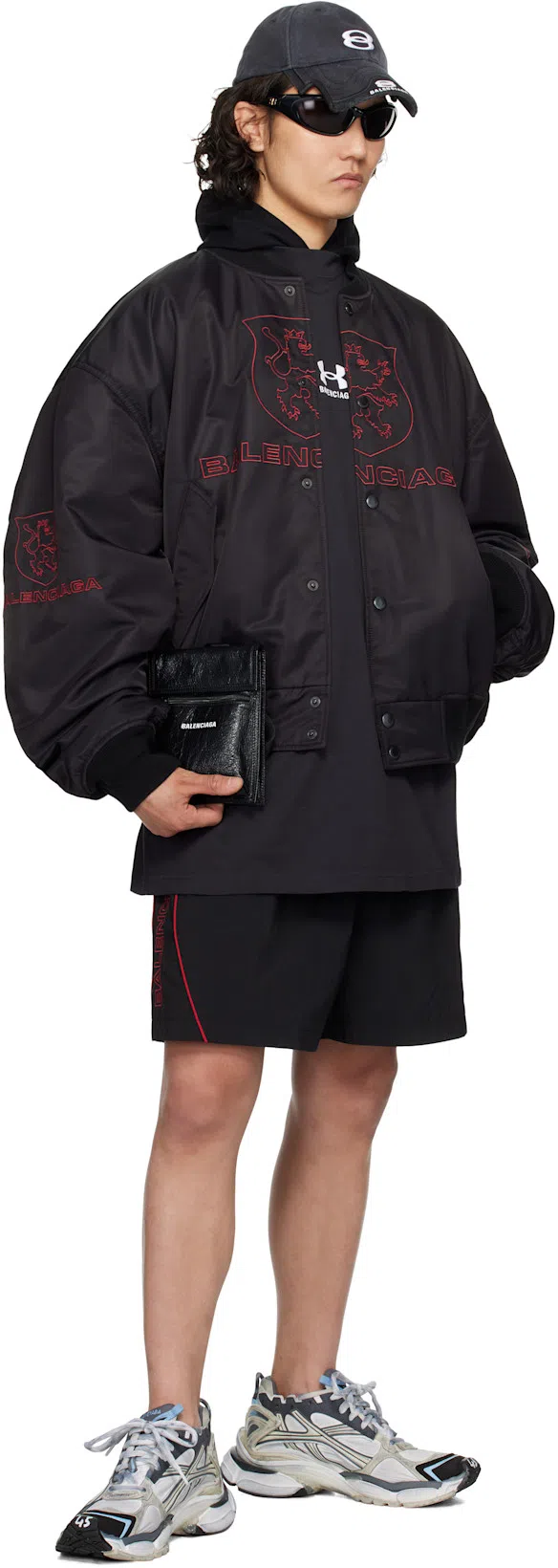 BALENCIAGA Black Lion Club Varsity Bomber Jacket In 1000